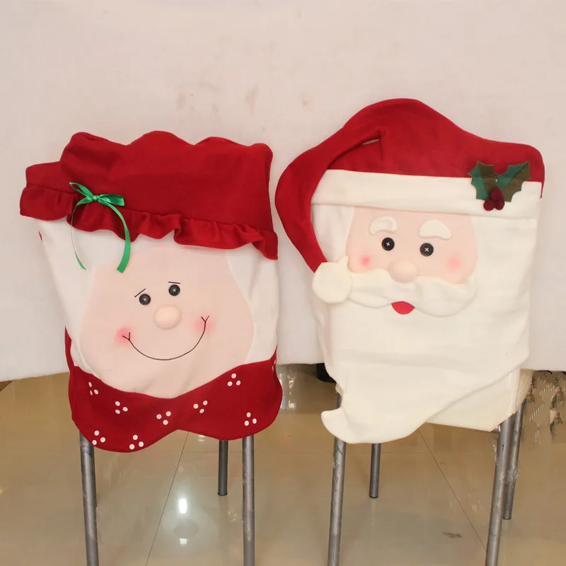 

2Pcs Christmas supplies dining chair cover christmas decoraion Mr and Mrs santa claus chair decoration cover festival home decor
