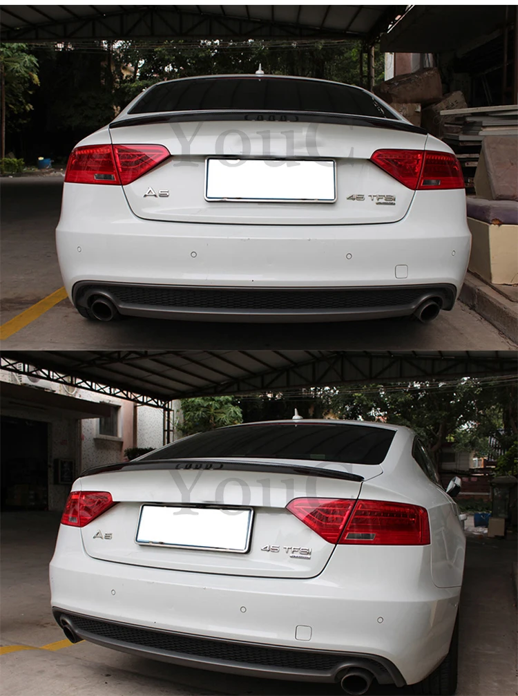 S5 углеродного волокна спойлер задний бампер багажник спойлер для Audi A5 4-дверный Sportback СЕДАН задний багажник спойлер приспособления для резки