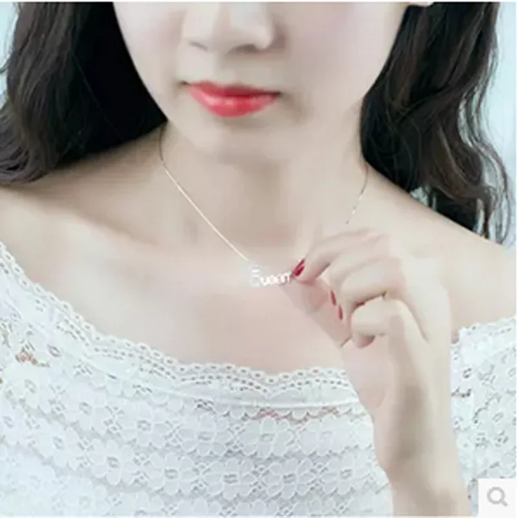 

Daisies Pure 925 Sterling Silver Jewelry Female Necklace Inlaid Crystal Cute Alphabet Queen Crown Fashion Collar Choker Necklace