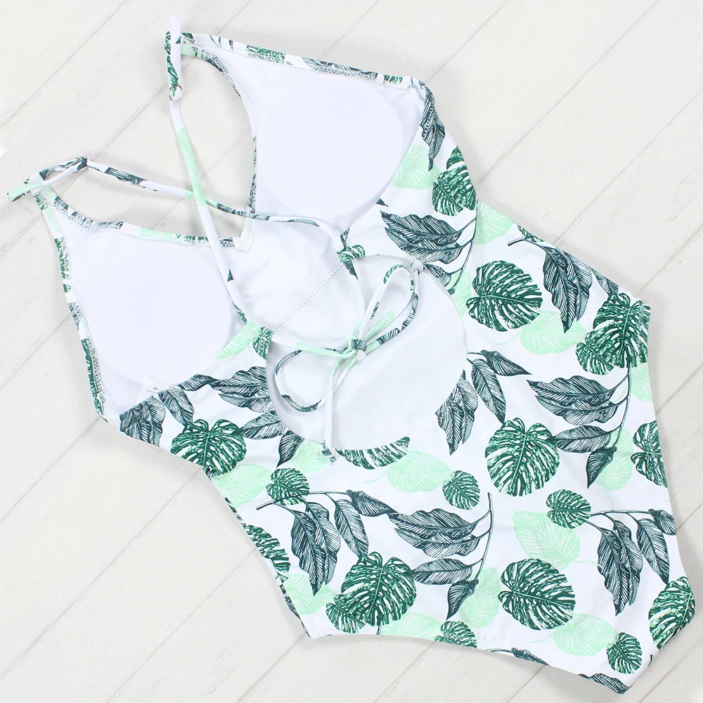 Купальник Floylyn женский слитный купальник с принтом зеленых листьев купальный