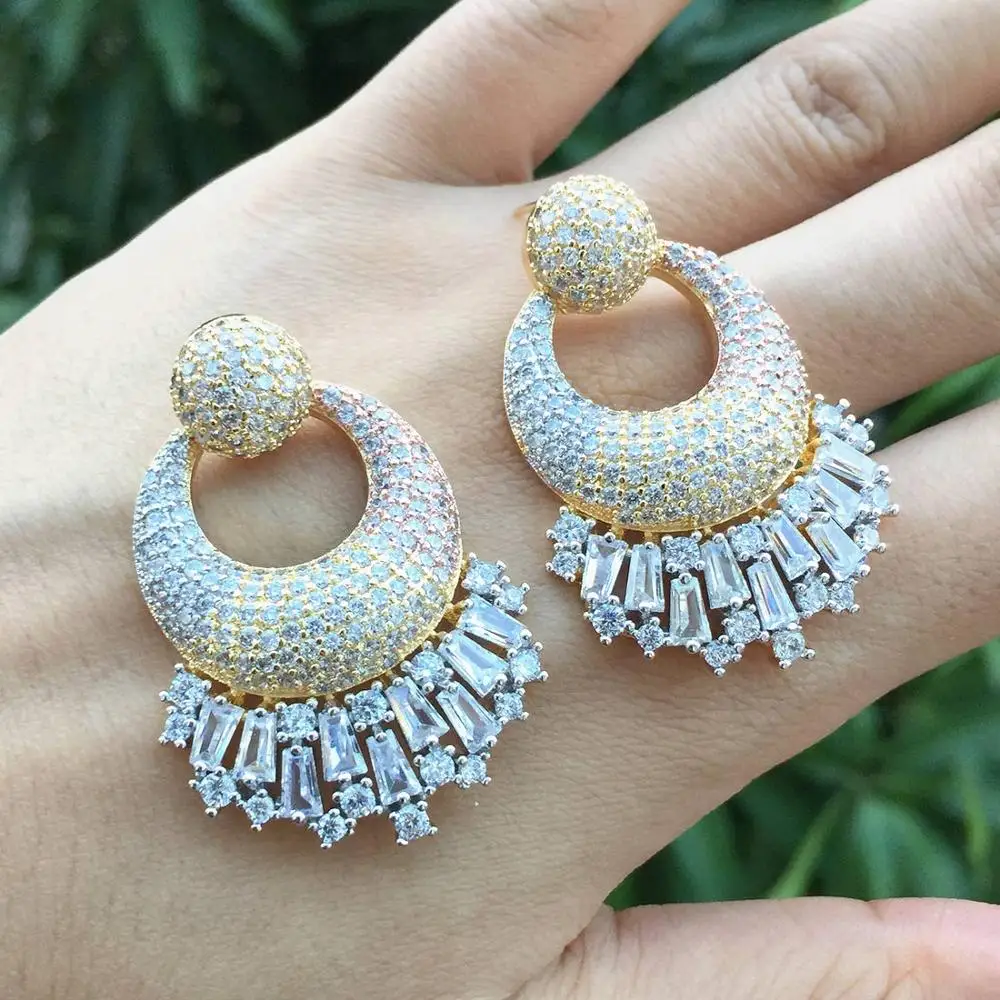 Роскошные серьги ModemAngel 42 мм с искусственным цирконием AAA + 3 тона женские для