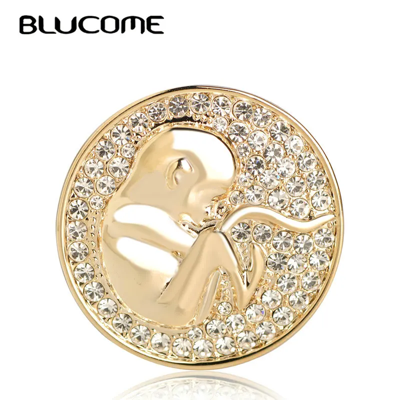 Детская круглая брошь Blucome из металлического сплава в форме монеты с