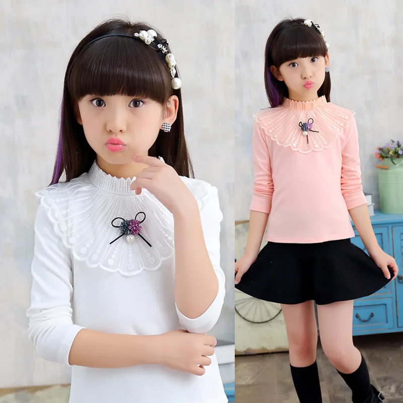 Новинка 2017 года кружевная рубашка для маленьких девочек сезон весна осень