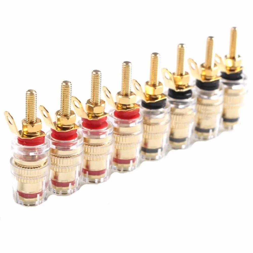 8pcs/lot 42MM Gold Plated Speaker Terminal Binding Post Amplifier Connector Suitable For 4mm Banana Plug