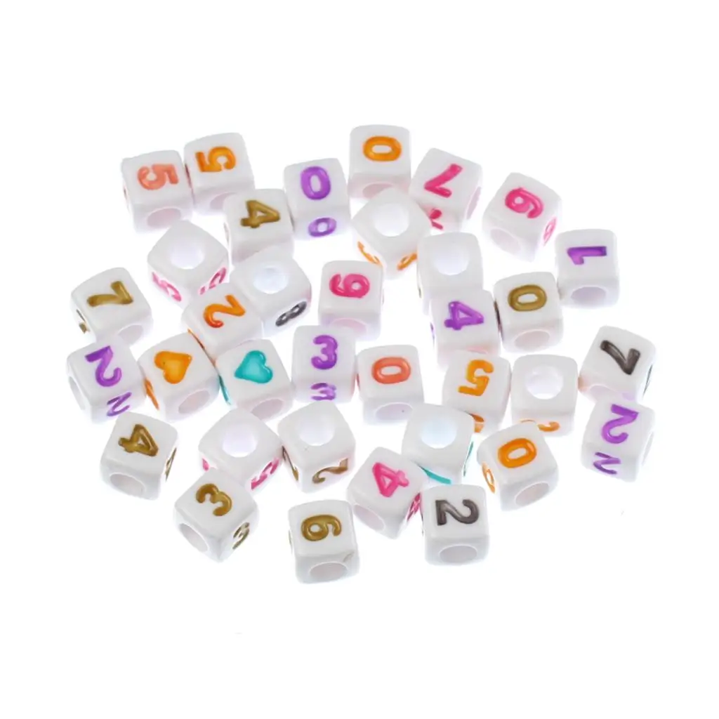 DoreenBeads акриловые бусины разделители квадратные в случайном порядке цифры 0 9
