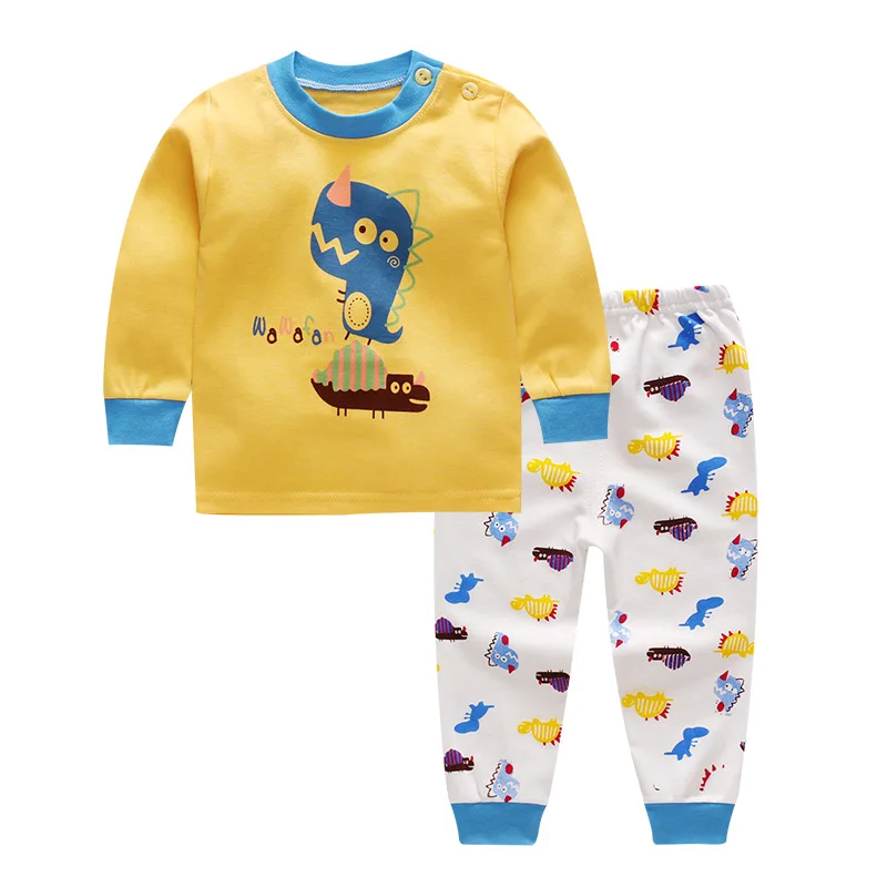 

2019 Spring Girls Pajamas Long Sleeve Children's Sets 100% Cotton Pyjamas Boys Cartoon Kids Pajama Sets