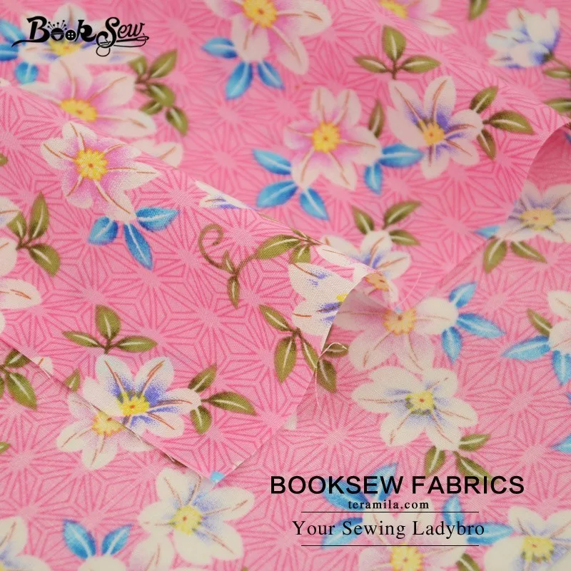 Booksew 100% хлопок Поплин Ткань розовый Жир четверть печатных цветок Дизайн Мягкий