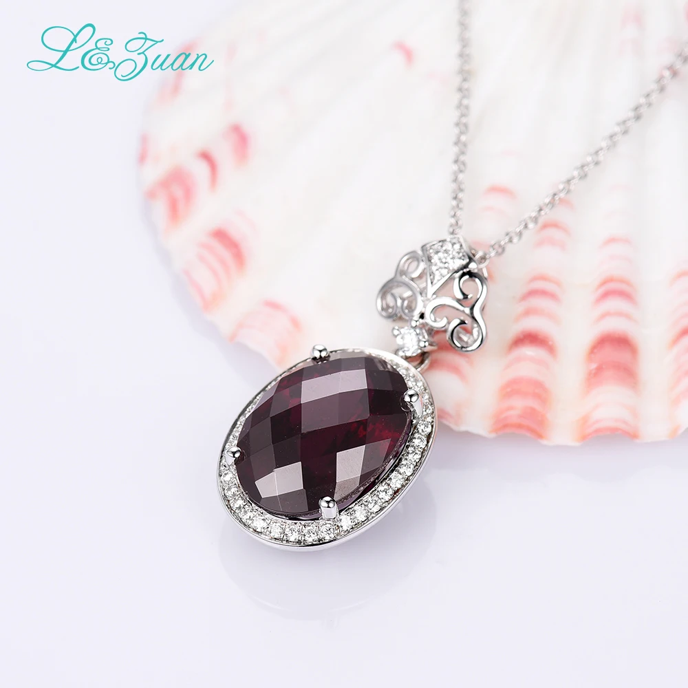 L &amp zuan натуральный 8.35ct гранатовый розовый фиолетовый камень S925 Серебряное
