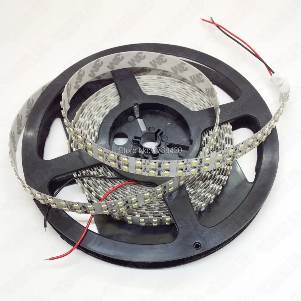 Бесплатная доставка, двухрядная Светодиодная лента 3528SMD, 5 м, 1200 светодиодов, яркий белый/белый цвет, не водонепроницаемый светодиодный светильник IP22
