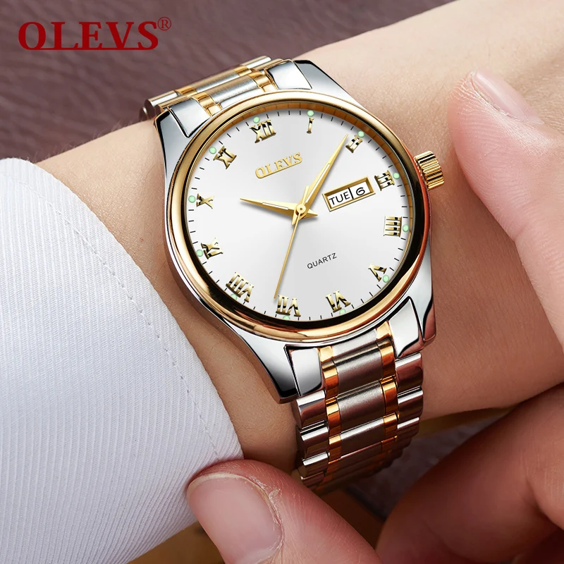 

Luxury Brand OLEVS Men Week Display Watches Men's Quartz Clock Man Casual Stainless Steel Date Wristwatch Relogio Masculino 2018