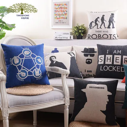 American TV Series Sherlocked Cotton Linen Cushion Cover Sofa Decorative Throw Pillow Car Chair Case | Дом и сад