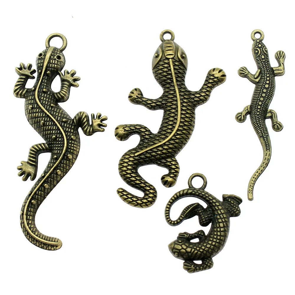 2 шт. античная бронза Цвет Gecko Шарм Подвески Ювелирные изделия Аксессуары ящерица