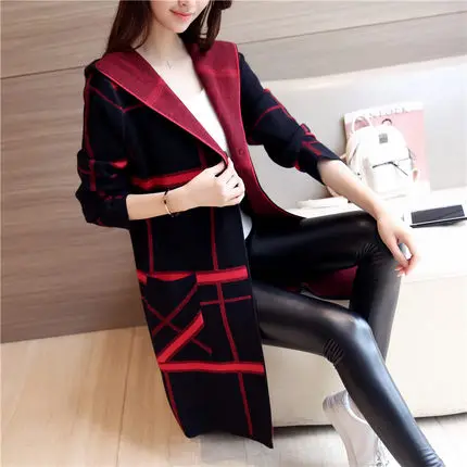 Autumn and winter sweater cardigan autumn female new women's Harajuku in the long section of knitted jacket women Thin wild |