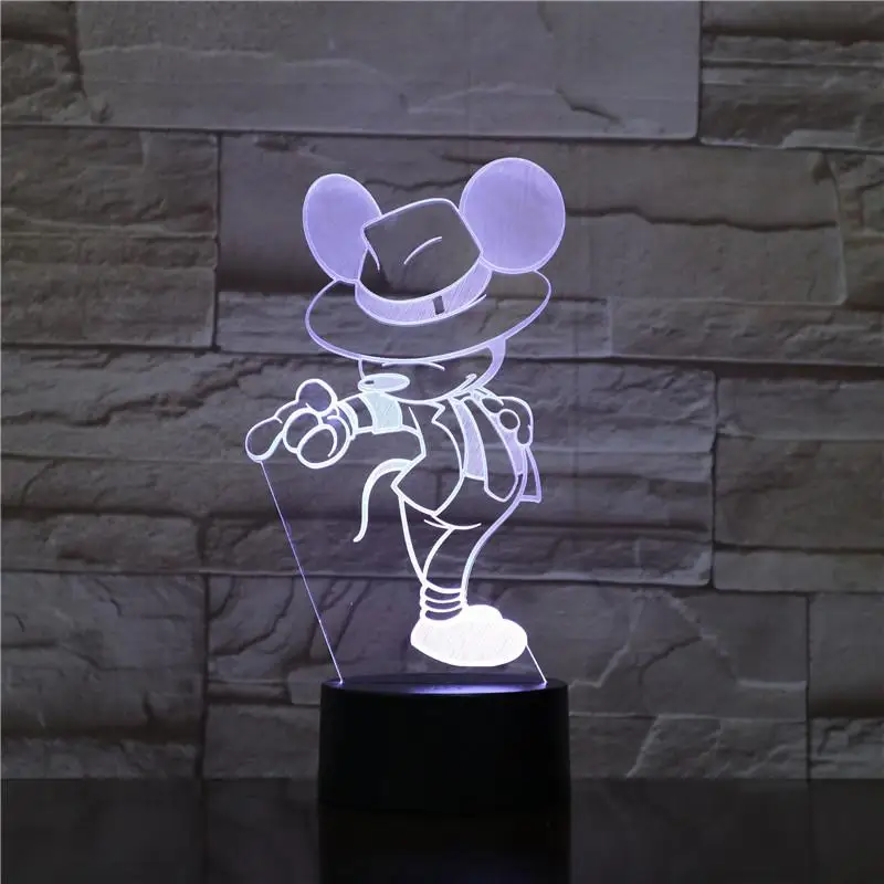 1 Микки фигурка мыши USB 3D светодиодный ночной Светильник Для детей и рисунком оленя, подарок Ночной светильник танцевальная действий в стиле Майкла Джексона, настольная лампа Спальня - Испускаемый цвет: 1