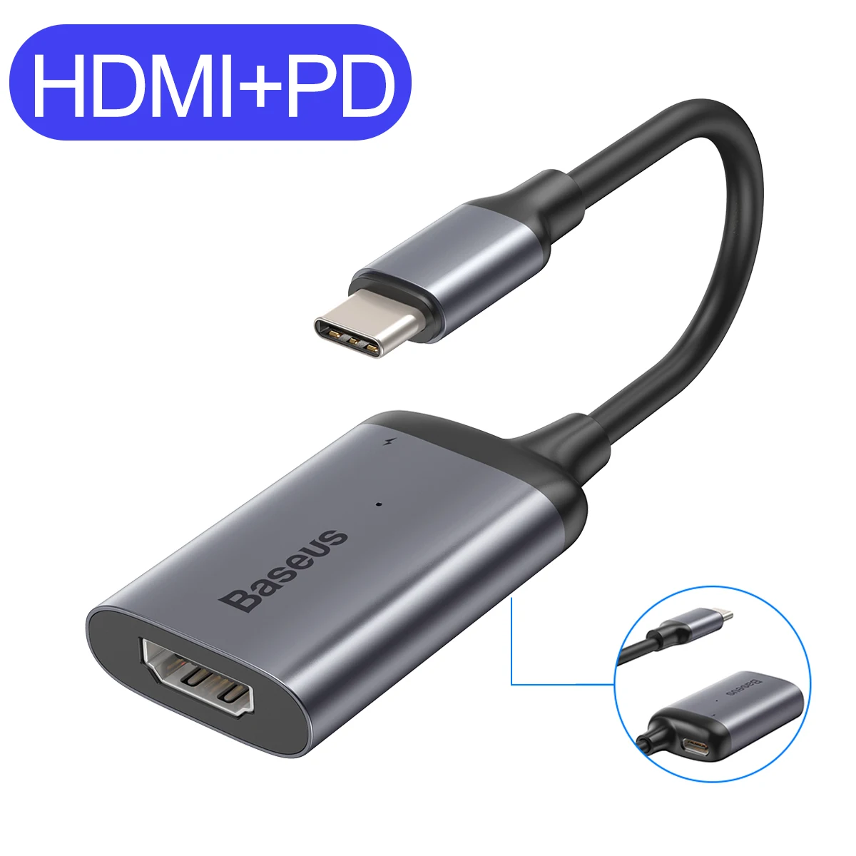 HDMI With PD Baseus USB C концентратор для HDMI 4K VGA Mini DP адаптер type C концентратор для MacBook Pro Air USB-C концентратор разветвитель конвертер для huawei Matebook - Цвет: HDMI With PD
