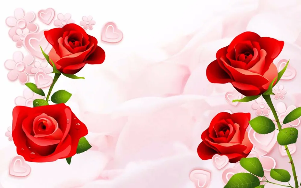 3D занавески фото Розовые розы фон с зелеными листьями для спальни гостиной