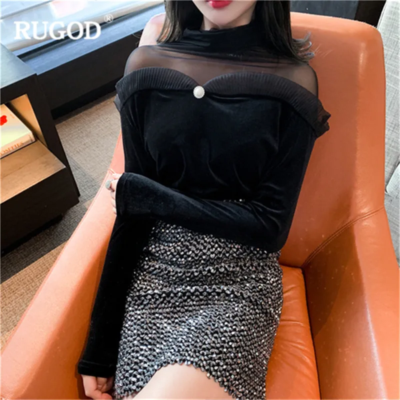 RUGOD/Новые весенние модные тонкие женские топы однотонные фланелевые блузки с