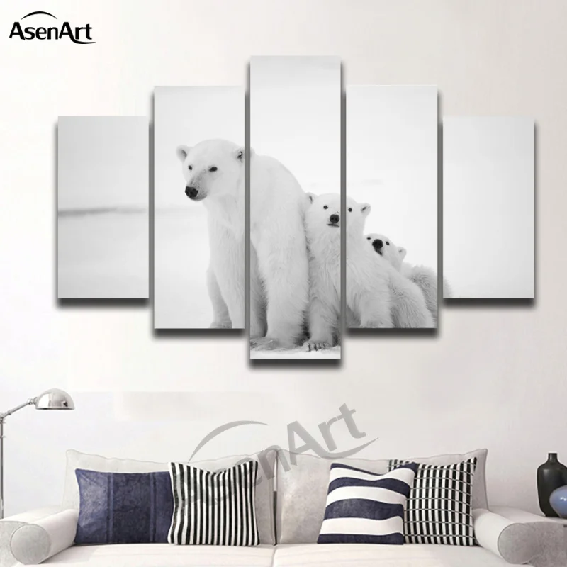 5 шт. настенное искусство полярная картина c медведем милая семейная с животными