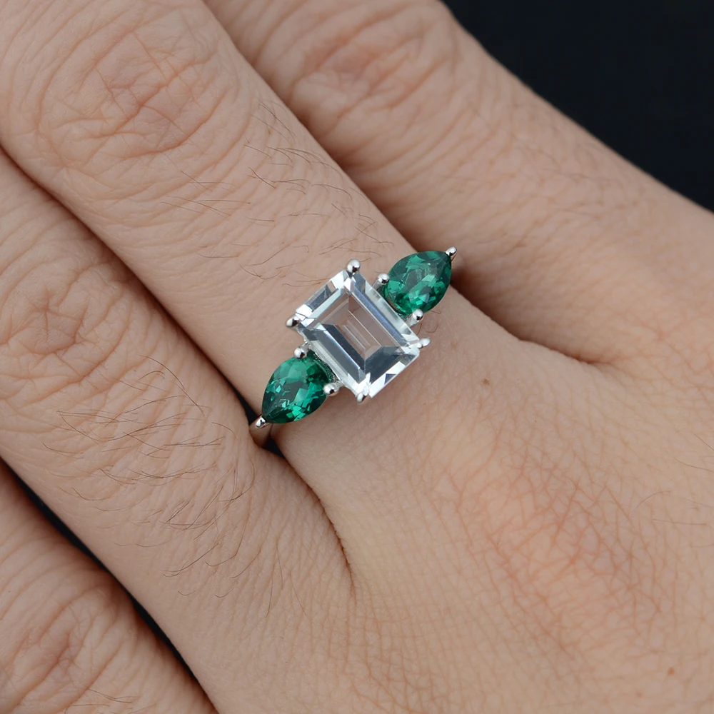 Женское кольцо из серебра 925 пробы с белым топазом|gemstone rings silver|jewelry engagement ringgemstone
