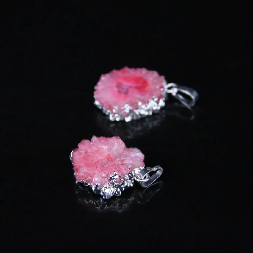 5 шт. подвеска в виде плоской плиты из титанового кварца с розовым покрытием|quartz