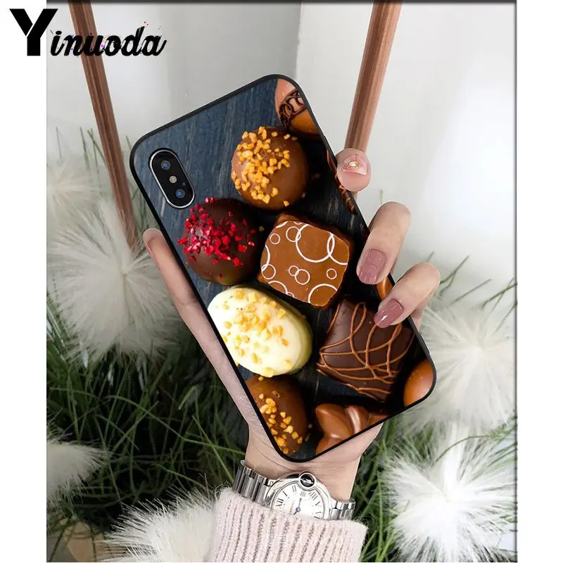 

Yinuoda Delicious nice chocolate TPU black Phone Case Shell for Apple iPhone 8 7 6 6S Plus X XS MAX 5 5S SE XR Mobile Cover