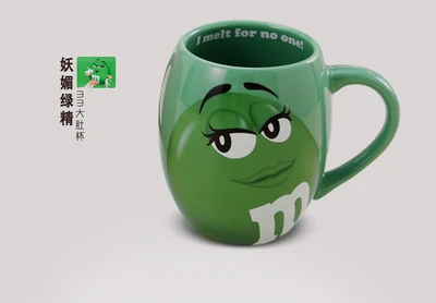 Симпатичные M& M's мм кофейные чашки керамические цветные кофейные овсянки кофейная кружка глазурь кофейная кружка с молоком водяные чайные кружки Посуда для напитков - Цвет: Green