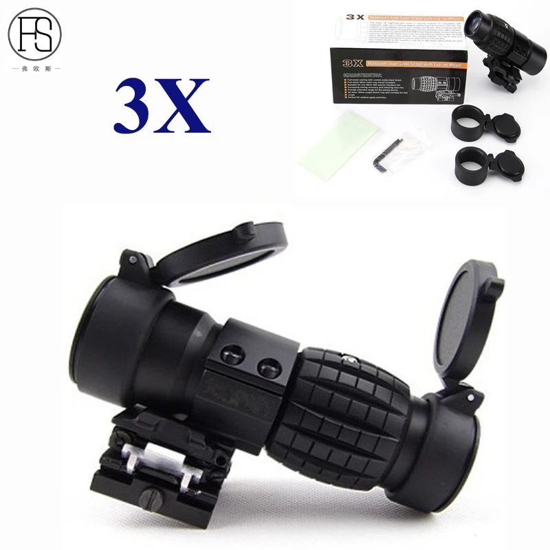 Hunting Shooting Accessories 3x Magnifier Scope Tactical Optics Military Airsoft Gun Magnifying Matt Black 20mm Rail | Спорт и