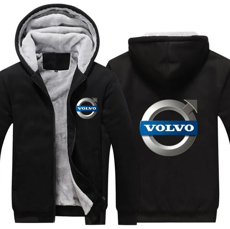 Volvo мужская куртка с капюшоном на застежке зимнее флисовое утепленное пальто