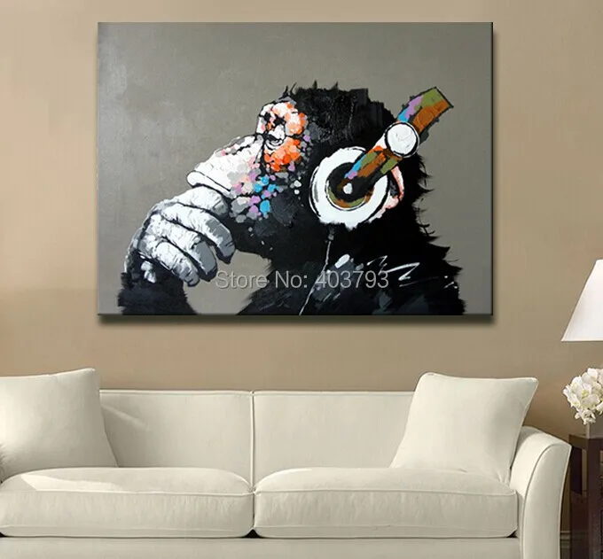 

HandPainted Modern Abstract Monkey Oil On Canvas Oil Painting no framed
