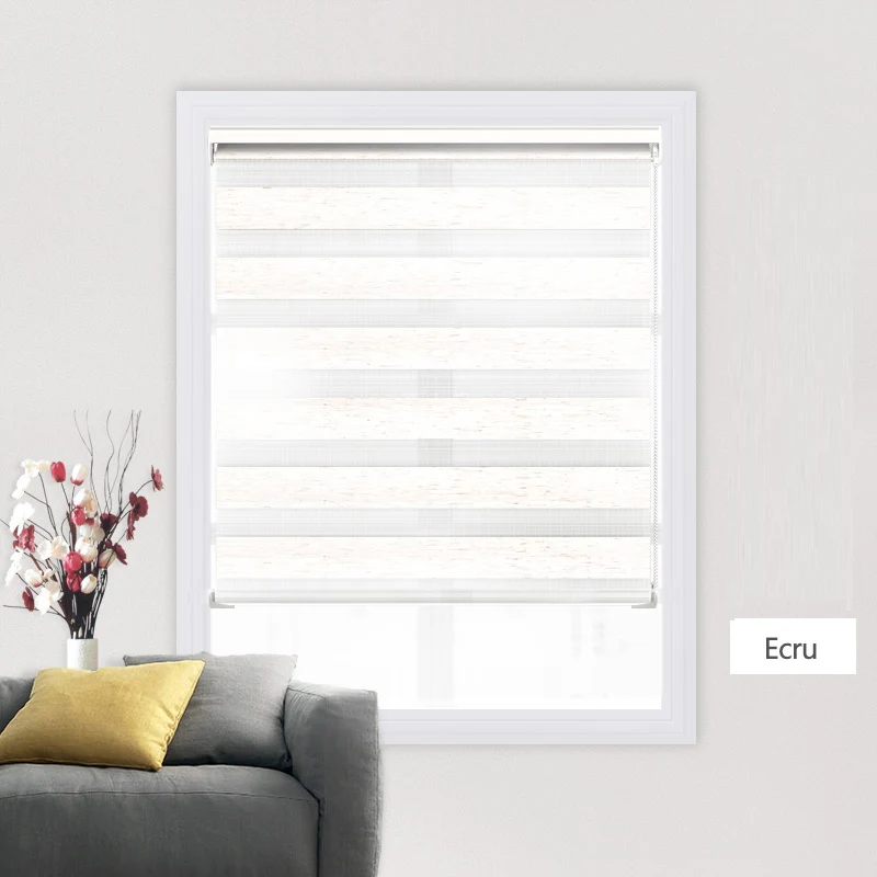 Linen(Ecru) Индивидуальный размер без бурильных рулонных жалюзи балдахин система двухслойная печатная Зебра жалюзи рулонные шторы спальня гостиная - Цвет: Linen(Ecru)
