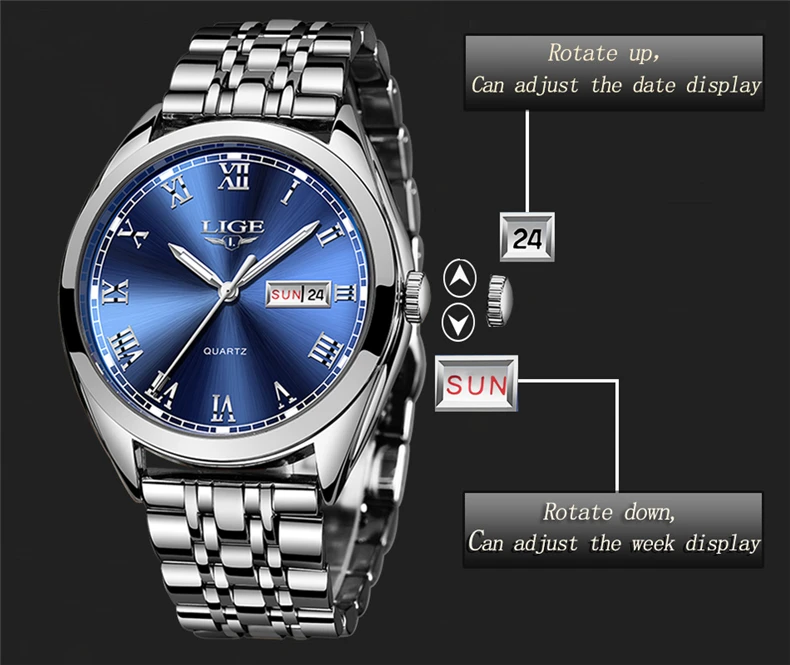 Reloj2020 женские часы LIGE Топ бренд модные часы Ms. все стальные кварцевые женские часы водонепроницаемые часы с календарем секундомер