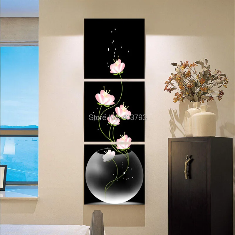 3 Pcs Black And Red Printed Painting Modern Abstract Oil On Canvas For Living Room Wall Art Picture | Дом и сад