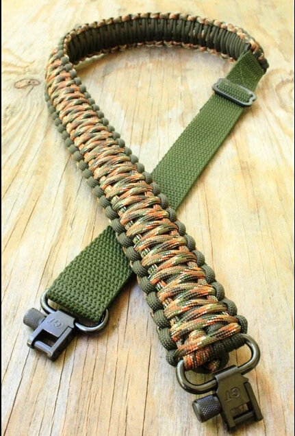 Adjustable Paracord Rifle Gun Sling Strap With Swivels OD Green &amp Hidden Camo | Hunting Accessories