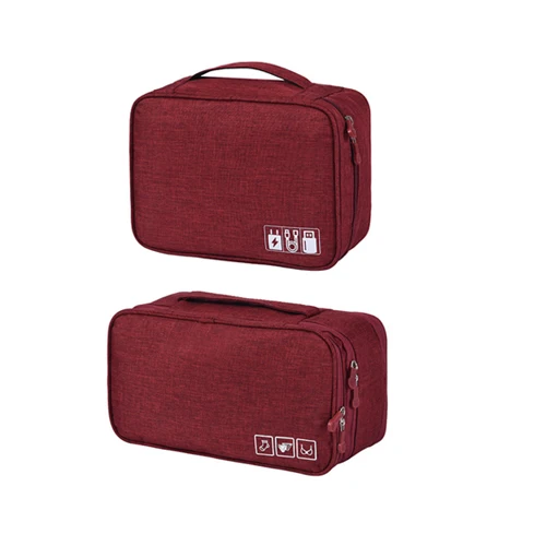 Wine Red 2 шт./компл. дорожная сумка для бюстгальтеров, комплект цифровые коаксиальные кабели провода Мощность кальсоны, нижнее бельё краткий Чехол чехол на молнии для хранения организаторов посылка аксессуары - Цвет: Wine Red
