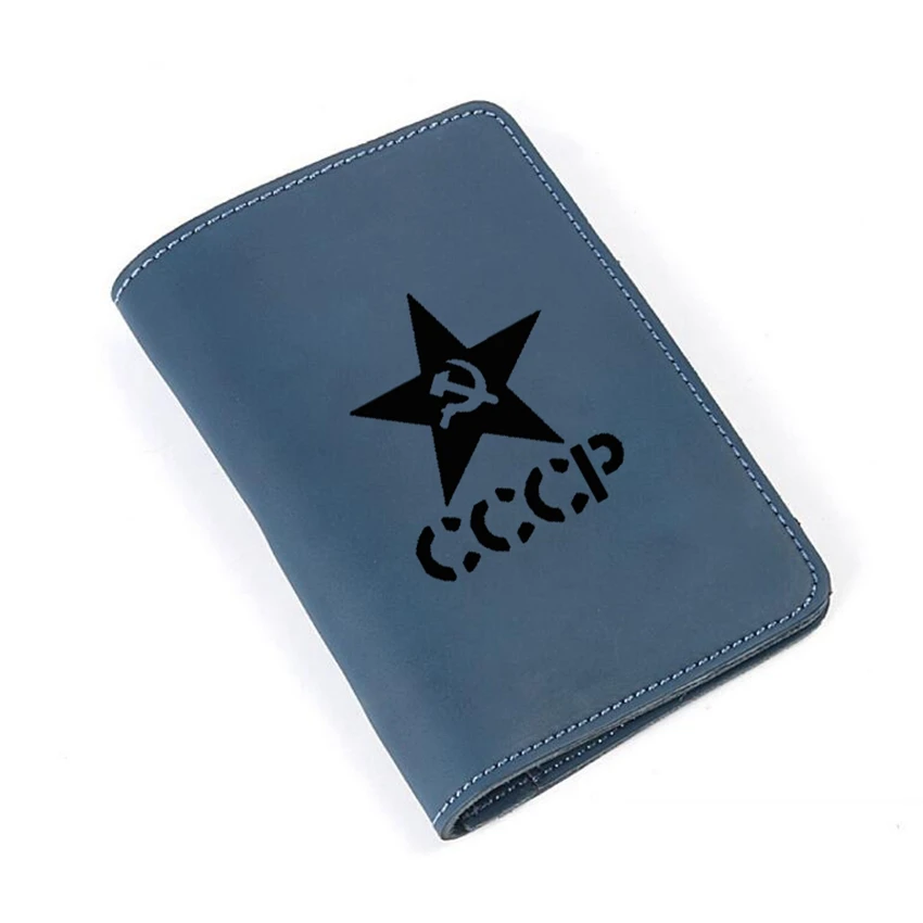 Выгравированный кошелек СССР, Обложка для паспорта, винтажный кожаный чехол для кредитных карт, с гравировкой, имя CCCP, кошелек для паспорта