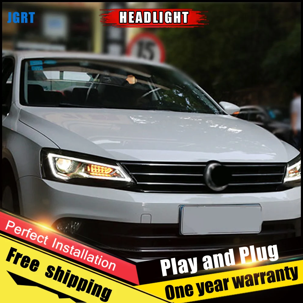 

2PCS Car Style LED headlights for VW Jetta 2012-2017 for Jetta head lamp LED DRL Lens Double Beam H7 HID Xenon bi xenon lens