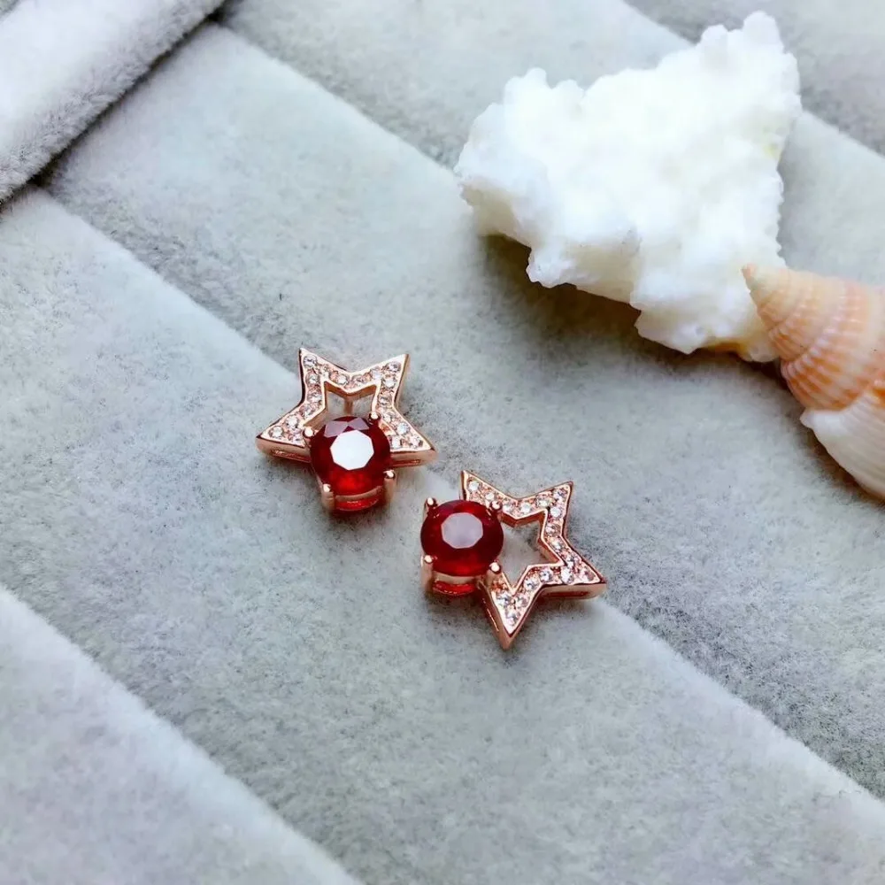 Женские серьги shilovem из натурального драгоценного камня голубь кровь