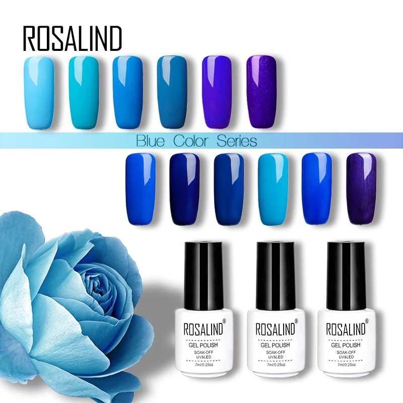 Гель лак для ногтей ROSALIND 1S 7 мл УФ и Светодиодный лампа волшебный синий белый