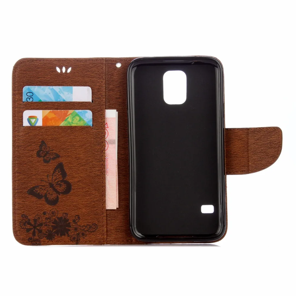 Чехол книжка с большим цветком бабочки для Samsung Galaxy S5 SV I9600 G900F G900H 5 1 ''кожаный