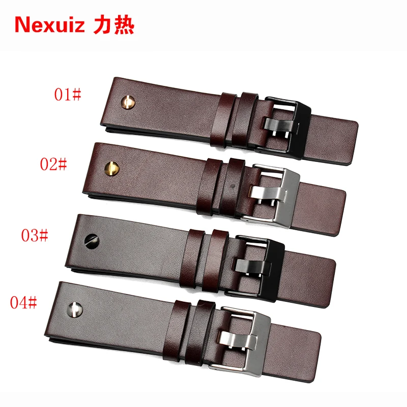 

New high quality 22mm 24mm 26mm 28mm 30mm Mens Watch Band Brown Genuine Leather Strap Stainless Steel Buckle