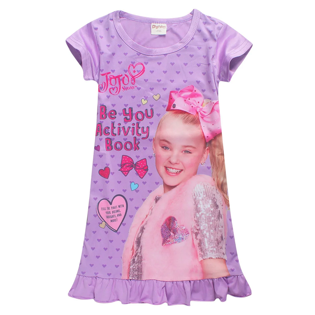 purple Jojo Siwa/летние платья трапециевидной формы для девочек от 4 до 12 лет платье принцессы для дня рождения костюм для сна детская одежда бант для волос - Цвет: purple