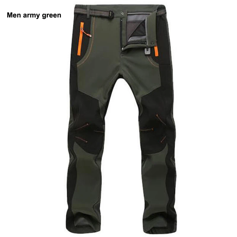 1658 men green Плотные флисовые брюки мужские повседневные зимние теплые мягкие дышащие брюки мужские ветронепроницаемые водонепроницаемые эластичные брюки карго 5XL - Цвет: 1658 men green
