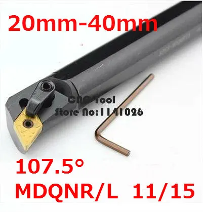 

Angle 107.5 1PCS S20R-MDQNR11 S25S-MDQNR15 S32T-MDQNR15 S40T-MDQNR15 MDQNL15 20mm 25mm 32mm Right/Left CNC Turning Lathe tools