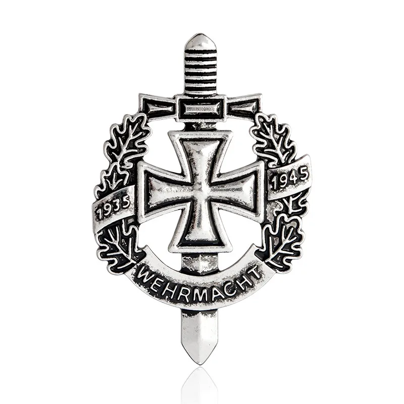 Ancient silver WWII WW2 булавка и брошь бронзовая древняя серебряная немецкая армейская Военная булавка вермахт значок шапка Сумка Одежда нагрудная булавка мужские ювелирные изделия - Окраска металла: Ancient silver