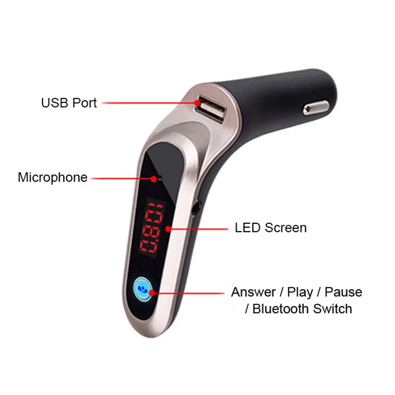 Универсальный FM передатчик 2.1A USB модулятор Автомобильный комплект S7 Bluetooth Handsfree MP3