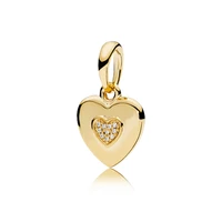 hot sale silver color bead gold colour heart to heart love pendant beads for original pandora charm bracelets bangles jewelry