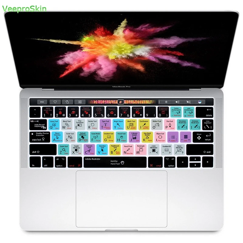 Adobe Illustrator Ai Function Shortcut Hotkey Silicone Keyboard Cover Keypad Skin For Macbook Pro 13&quot15Touch Bar A1706/A1707 |