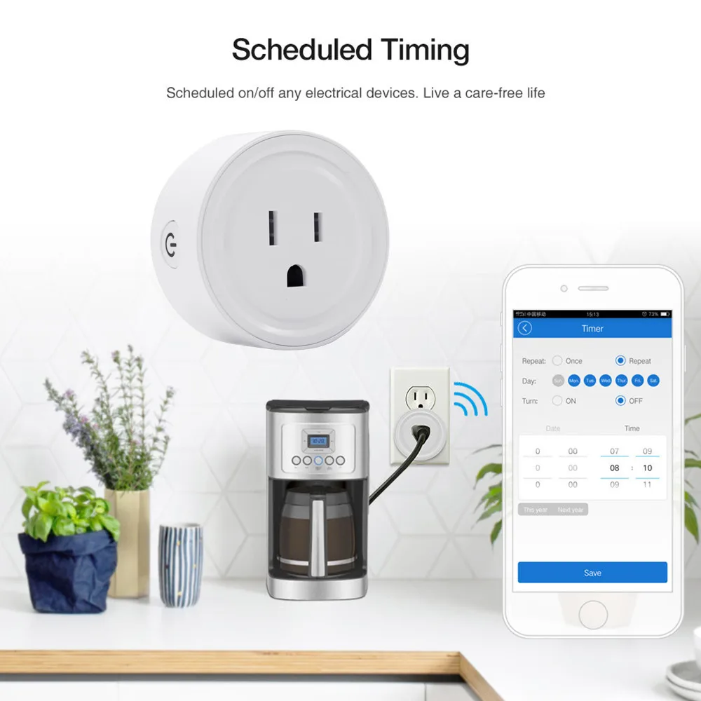 EPULA Smart Wi Fi Мощность розетка США штекер переключатель для Amazon Alexa/Google Home приложение