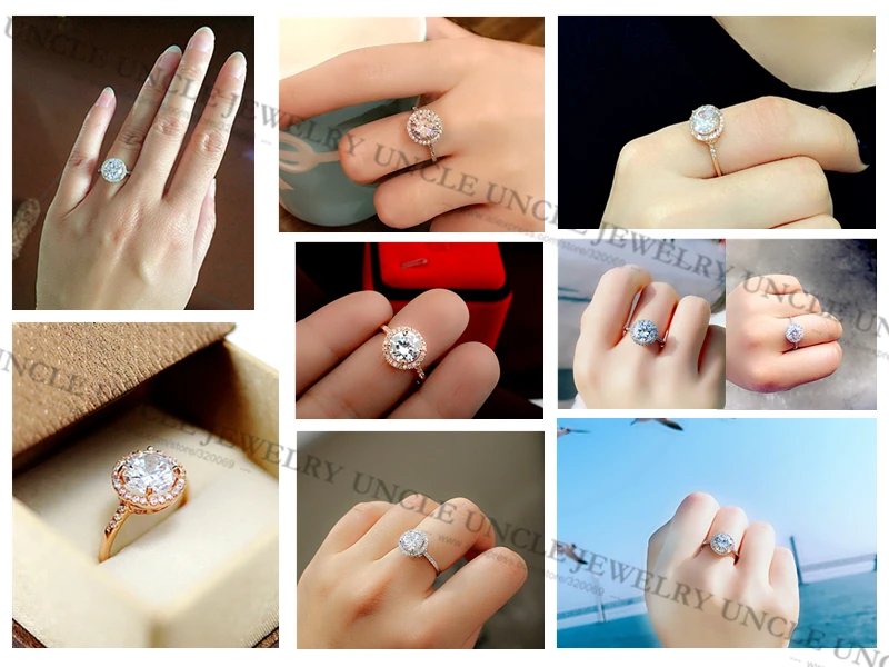 Классические женские обручальные кольца белого золота цвета AAA + прозрачные