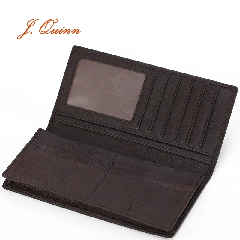Мужской кошелек J.Quinn из воловьей кожи мягкий деловой бумажник длинный держатель